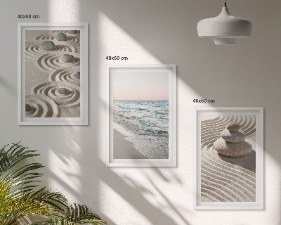 Set 3 slik v okvirju Valovi pesek voda kamenje plaža
