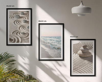 Set 3 slik v okvirju Valovi pesek voda kamenje plaža
