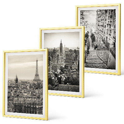 Set 3 slik v okvirju Razgledi Pariz New York stopnice