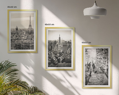 Set 3 slik v okvirju Razgledi Pariz New York stopnice