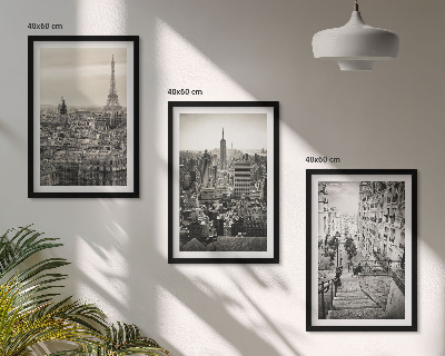 Set 3 slik v okvirju Razgledi Pariz New York stopnice