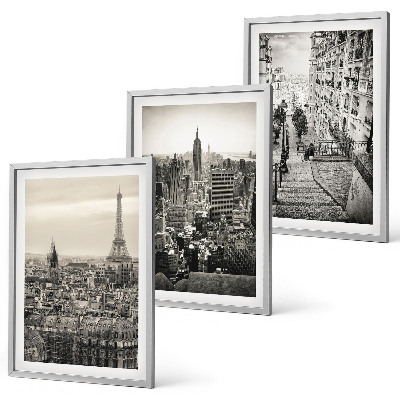 Set 3 slik v okvirju Razgledi Pariz New York stopnice