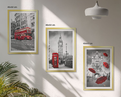 Set 3 slik v okvirju Rdeči poudarki London