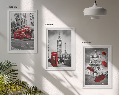 Set 3 slik v okvirju Rdeči poudarki London
