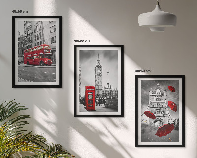 Set 3 slik v okvirju Rdeči poudarki London