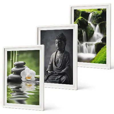 Večdelna slika v okvirju sproščujoč motiv z zen vodo