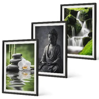 Večdelna slika v okvirju sproščujoč motiv z zen vodo