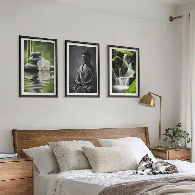 Večdelna slika v okvirju sproščujoč motiv z zen vodo