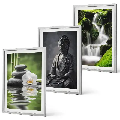 Večdelna slika v okvirju sproščujoč motiv z zen vodo