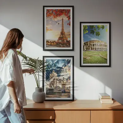 Spomeniki Evrope triptih v okvirju