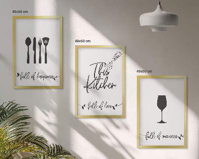 Set 3 slik v okvirju Vzorci kuhinjskih pripomočkov