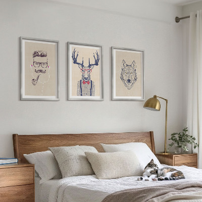 Set 3 slik v okvirju Elegantni živalski portreti