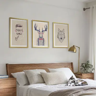 Elegantni živalski portreti komplet 3 slik v okvirju