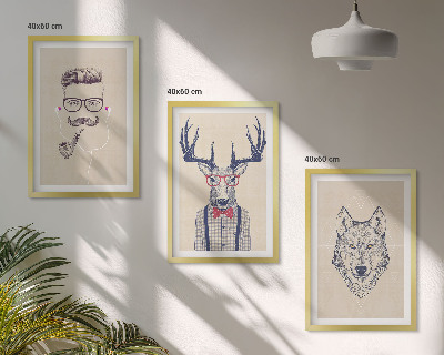 Set 3 slik v okvirju Elegantni živalski portreti