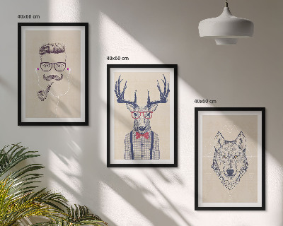 Set 3 slik v okvirju Elegantni živalski portreti