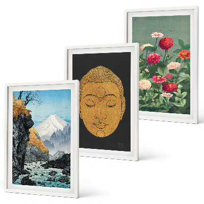 Set 3 slik v okvirju Japonska narava japonska kultura