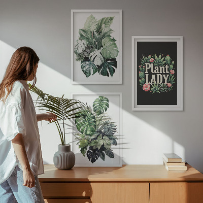 Večdelna slika v okvirju Tropske rastline Plant Lady