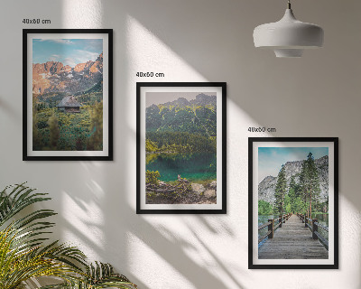 Večdelna slika v okvirju Gorska pokrajina, most ob jezeru