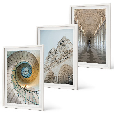 Set 3 slik v okvirju Spiralno stopnišče fasade katedrale