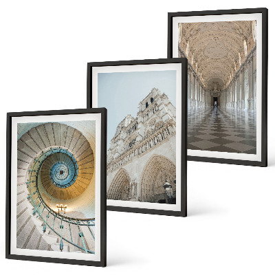 Set 3 slik v okvirju Spiralno stopnišče fasade katedrale