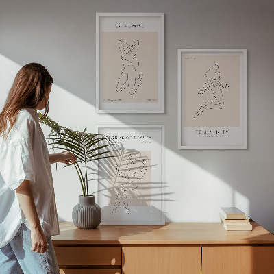 Večdelna slika v okvirju Plakat minimalizma ženskih silhuet