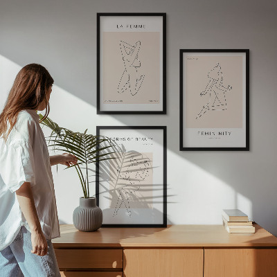 Večdelna slika v okvirju Plakat minimalizma ženskih silhuet