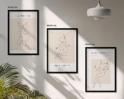 Večdelna slika v okvirju plakat z minimalizmom ženskih silhuet