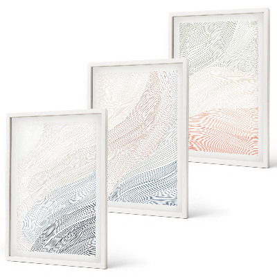 Set 3 slik v okvirju Abstraktni valovi iz kartona, pastelni