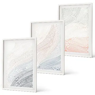 Set 3 slik v okvirju abstraktni valovi iz kartona v pastelnih barvah