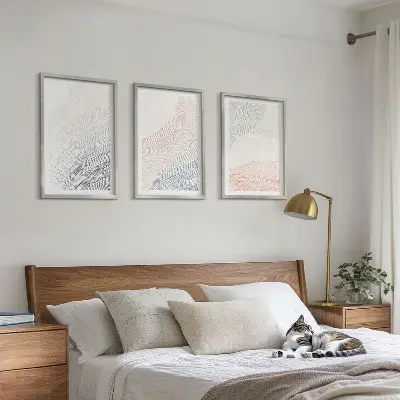Set 3 slik v okvirju abstraktni valovi iz kartona v pastelnih barvah