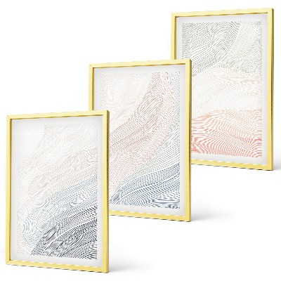 Set 3 slik v okvirju Abstraktni valovi iz kartona, pastelni