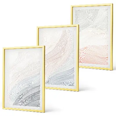Set 3 slik v okvirju abstraktni valovi iz kartona v pastelnih barvah