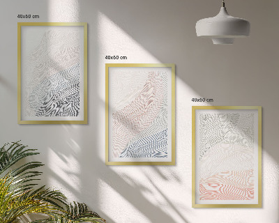 Set 3 slik v okvirju Abstraktni valovi iz kartona, pastelni