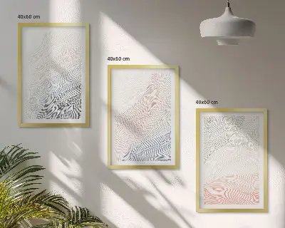 Set 3 slik v okvirju abstraktni valovi iz kartona v pastelnih barvah