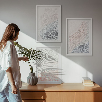 Set 3 slik v okvirju Abstraktni valovi iz kartona, pastelni