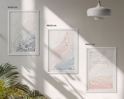 Set 3 slik v okvirju Abstraktni valovi iz kartona, pastelni