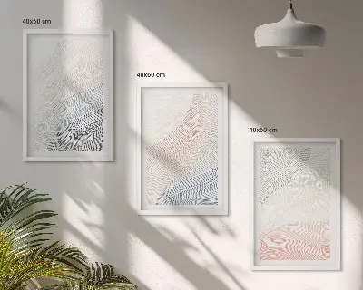 Set 3 slik v okvirju abstraktni valovi iz kartona v pastelnih barvah