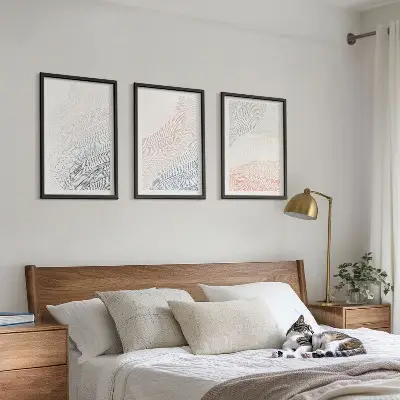 Set 3 slik v okvirju abstraktni valovi iz kartona v pastelnih barvah