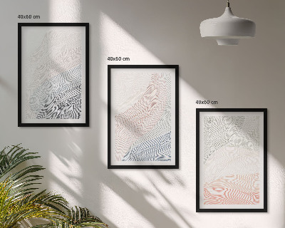Set 3 slik v okvirju Abstraktni valovi iz kartona, pastelni