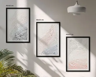 Set 3 slik v okvirju abstraktni valovi iz kartona v pastelnih barvah