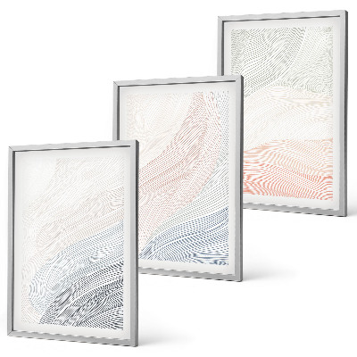 Set 3 slik v okvirju Abstraktni valovi iz kartona, pastelni