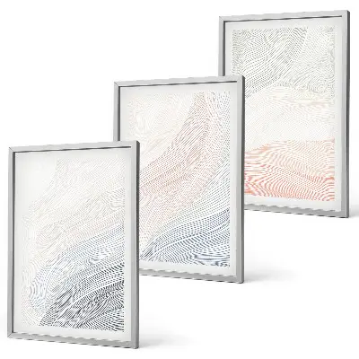 Set 3 slik v okvirju abstraktni valovi iz kartona v pastelnih barvah