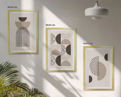 Abstraktni minimalistični vzorci triptih v okvirju