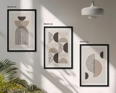 Abstraktni minimalistični vzorci triptih v okvirju