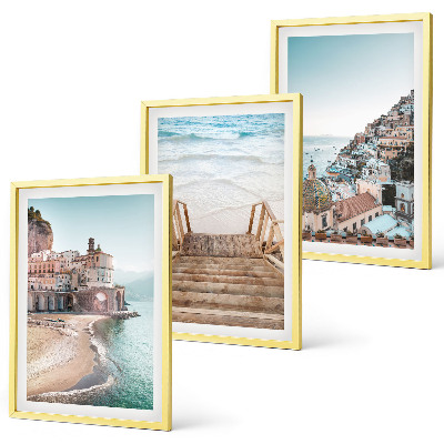 Set 3 slik v okvirju Poletni pastelni razgledi na plažo