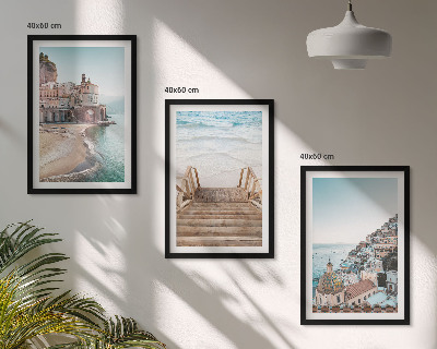 Set 3 slik v okvirju Poletni pastelni razgledi na plažo