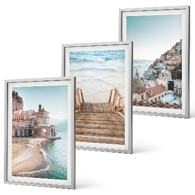 Set 3 slik v okvirju Poletni pastelni razgledi na plažo