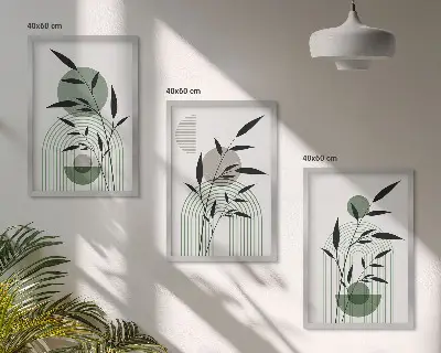 Večdelna slika v okvirju z motivom boho rastlinskih kompozicij