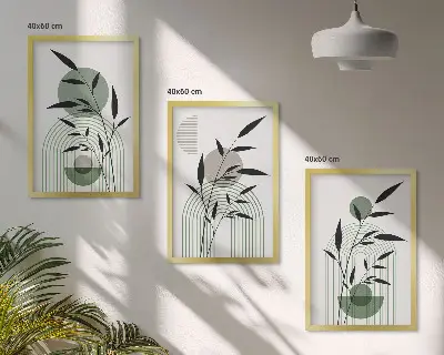 Večdelna slika v okvirju z motivom boho rastlinskih kompozicij