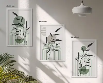 Večdelna slika v okvirju z motivom boho rastlinskih kompozicij